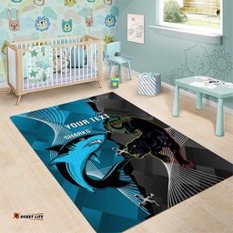 Custom NRL Panthers And Sharks Rugby 2024 Area Rug Go Champions Dynamic Version