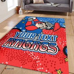 Newcastle Knights Custom Area Rug - Team With Dot And Star Patterns For Tough Fan Area Rug