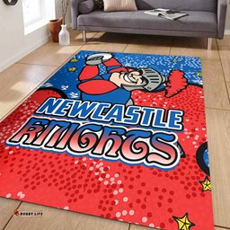 Newcastle Knights Custom Area Rug - Team With Dot And Star Patterns For Tough Fan Area Rug