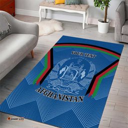 Custom Afghanistan Cricket Area Rug Afghan Coat Of Arm with Special Flag