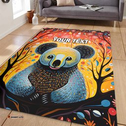 Australia Koala Custom Area Rug - Aboriginal Koala With Flowers Area Rug
