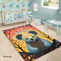 Australia Koala Custom Area Rug - Aboriginal Koala With Flowers Area Rug