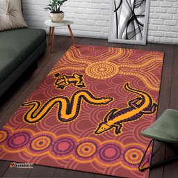 Australia Aboriginal Inspired Area Rug - Indigenous Animal Aboriginal Inspired Dot Painting Style