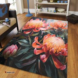 Australia Waratah Area Rug - Waratah Oil Painting Abstract Ver2 Area Rug