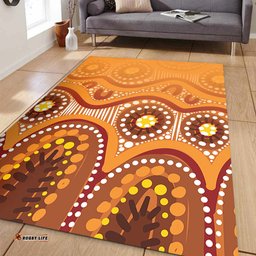 Australia Aboriginal Area Rug - Brown Aboriginal Dot Area Rug