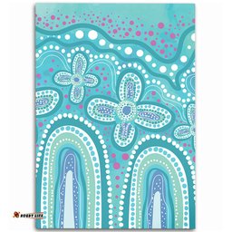 Australia Aboriginal Area Rug - Dot painting illustration in Aboriginal style Turquoise Area Rug