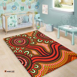 Australia Aboriginal Area Rug - Dot Patterns From Indigenous Australian Culture (Orange) Area Rug