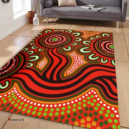 Australia Aboriginal Area Rug - Dot Patterns From Indigenous Australian Culture (Orange) Area Rug