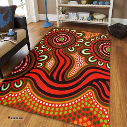 Australia Aboriginal Area Rug - Dot Patterns From Indigenous Australian Culture (Orange) Area Rug