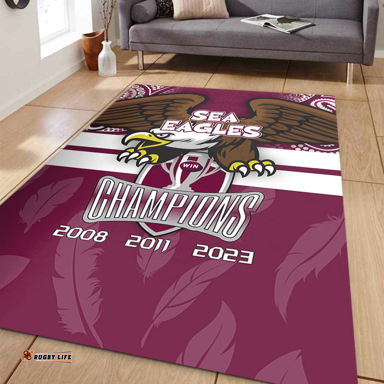 Manly Warringah Sea Eagles Area Rug Talent Win Games But Teamwork And Intelligence Win Championships With Aboriginal Style