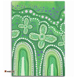 Australia Aboriginal Area Rug - Dot painting illustration in Aboriginal style Green Area Rug