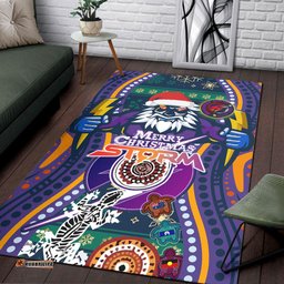 Melbourne Storm Christmas Area Rug - Custom Merry Christmas Indigenous Melbourne Storm Rug