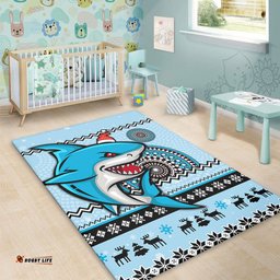 Cronulla-Sutherland Sharks Area Rug - Australia Ugly Xmas With Aboriginal Patterns For Die Hard Fans