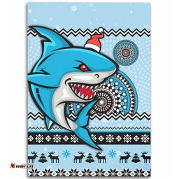 Cronulla-Sutherland Sharks Area Rug - Australia Ugly Xmas With Aboriginal Patterns For Die Hard Fans