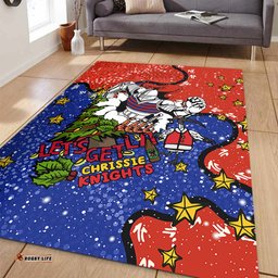 Newcastle Knights Christmas Custom Area Rug - Let's Get Lit Chrisse Pressie Area Rug