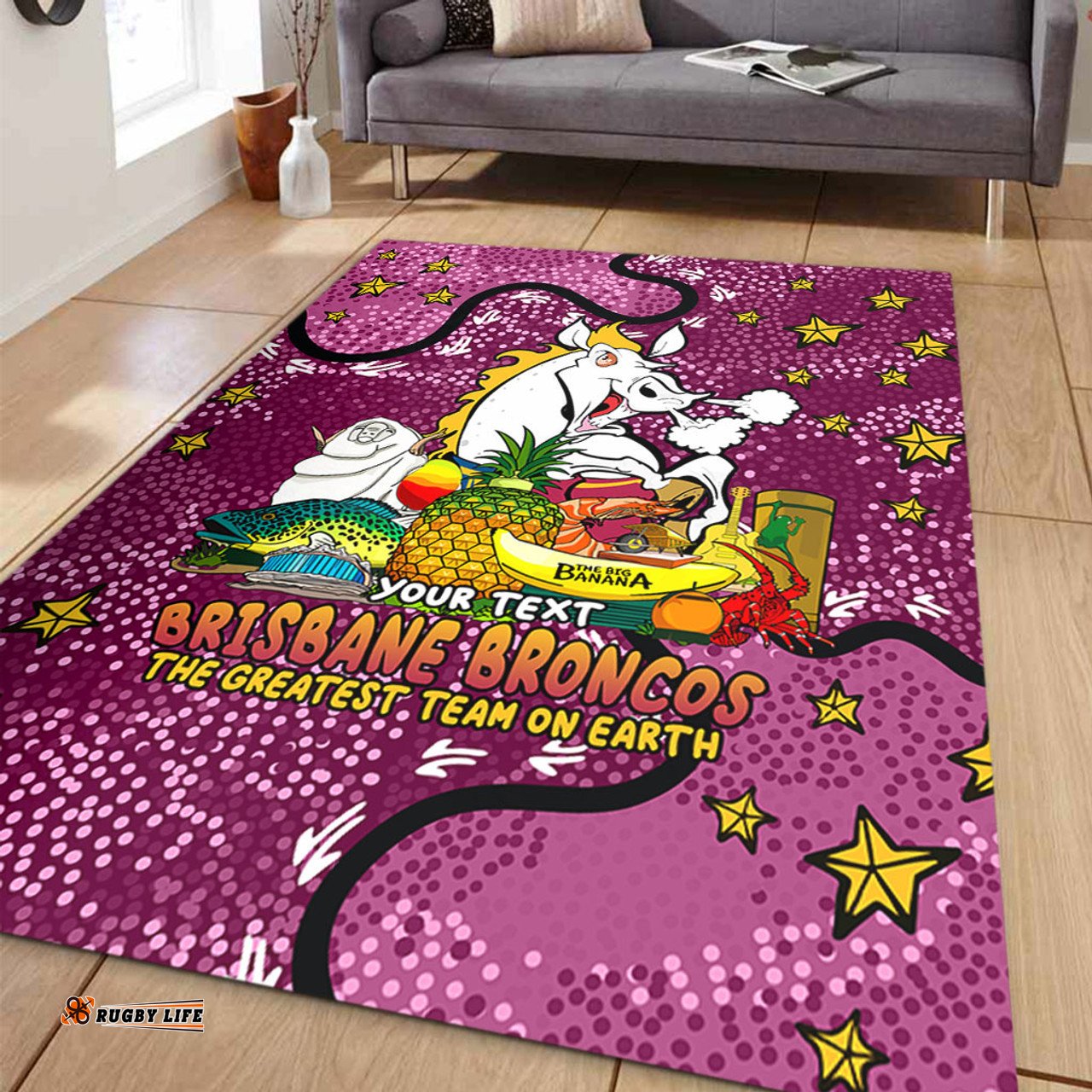 Brisbane Broncos Custom Area Rug - Australian Big Things Area Rug