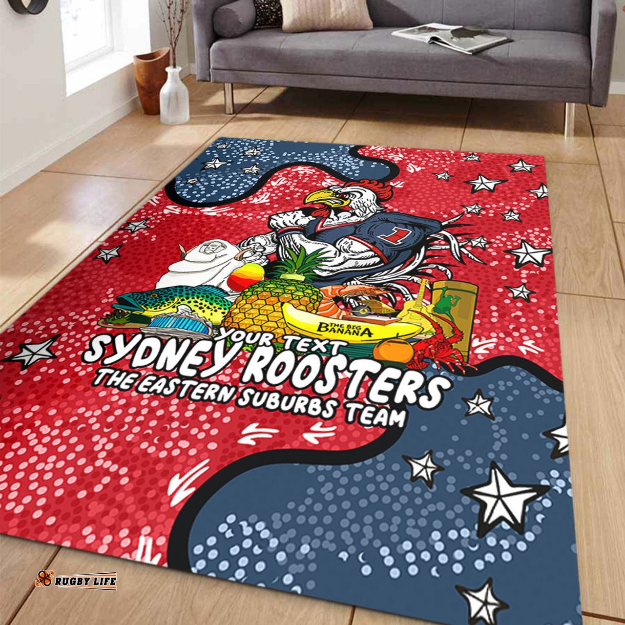 Sydney Roosters Custom Area Rug - Australian Big Things Area Rug