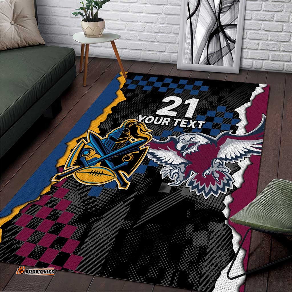 Titans and Manly Eagle Area Rug Rugby Together Sporty Style