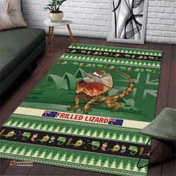 Aussie Frilled Lizard Area Rug Merry Christmas