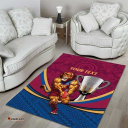 Personalised AFL Brisbane Lions Area Rug 2024 We Are The Champions Trophy Style