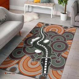 Australia Aboriginal Inspired Area Rug - Crocodile Aboriginal Dot Art Vector