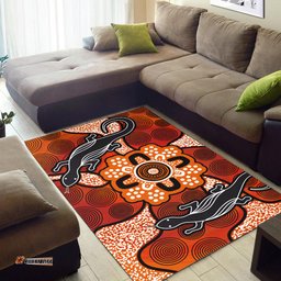 Australia Aboriginal Inspired Area Rug - Lizard Art Aboriginal Inspired Dot Painting Style
