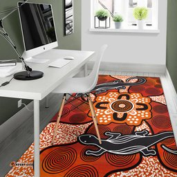 Australia Aboriginal Inspired Area Rug - Lizard Art Aboriginal Inspired Dot Painting Style