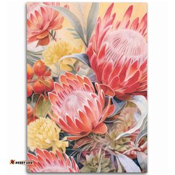 Australia Waratah Area Rug - Yellow Orange Waratah Flowers Art Area Rug
