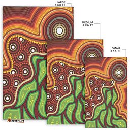 Australia Aboriginal Inspired Area Rug - Tree Nature Dot Design Vector Aboriginal Artwork