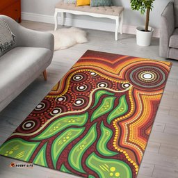 Australia Aboriginal Inspired Area Rug - Tree Nature Dot Design Vector Aboriginal Artwork