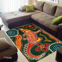 Australia Aboriginal Inspired Area Rug - Crocodile art in Aboriginal Inspired dot style