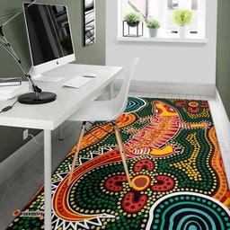 Australia Aboriginal Inspired Area Rug - Crocodile art in Aboriginal Inspired dot style