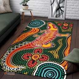 Australia Aboriginal Inspired Area Rug - Crocodile art in Aboriginal Inspired dot style