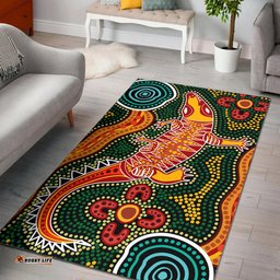 Australia Aboriginal Inspired Area Rug - Crocodile art in Aboriginal Inspired dot style