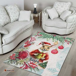 Australia Christmas Area Rug Kangaroo Santa With Aussie Flower Watercolor