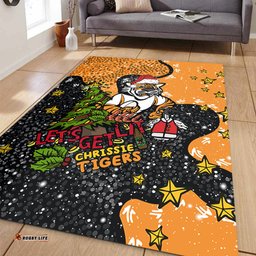 Wests Tigers Christmas Custom Area Rug - Let's Get Lit Chrisse Pressie Area Rug