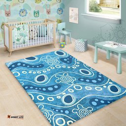 Australia Aboriginal Area Rug - River With Aboriginal Dot Art Inspired Area Rug