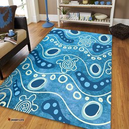 Australia Aboriginal Area Rug - River With Aboriginal Dot Art Inspired Area Rug