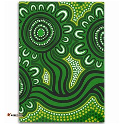Australia Aboriginal Area Rug - Dot Patterns From Indigenous Australian Culture (Green) Area Rug