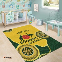 Custom Australia Boomers Area Rug Aboriginal With Marble Pattern Yellow
