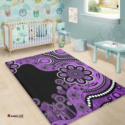 Australia Area Rug Aboriginal Indigenous Dot Painting Purple