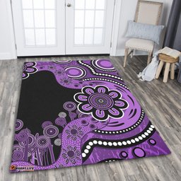 Australia Area Rug Aboriginal Indigenous Dot Painting Purple