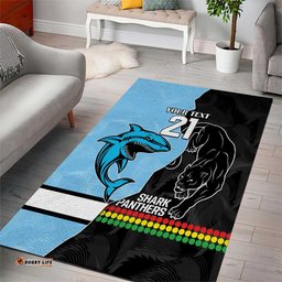 NRL Panthers Shark Mascot Custom Area Rug Cracked Metal Style