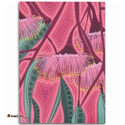 Australia Flowers Aboriginal Area Rug - Aboriginal Dot Art Of Australian Native Eucalyptus Tree Branch Area Rug