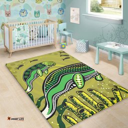 Australia Aboriginal Area Rug - Mother And Baby Dugong Aboriginal Art Area Rug