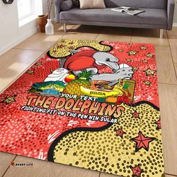 Redcliffe Dolphins Custom Area Rug - Australian Big Things Area Rug