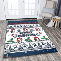 Sydney Roosters Christmas Area Rug - Sydney Roosters Special Ugly Christmas Area Rug