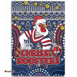 Sydney Roosters Christmas Custom Area Rug - Christmas Knit Patterns Vintage Jersey Ugly Area Rug