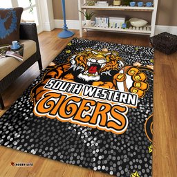 Wests Tigers Custom Area Rug - Team With Dot And Star Patterns For Tough Fan Area Rug