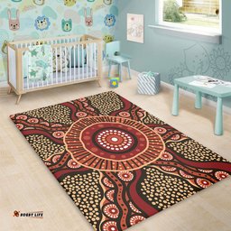 Australia Aboriginal Area Rug - Brown Aboriginal Style Dot Painting Area Rug